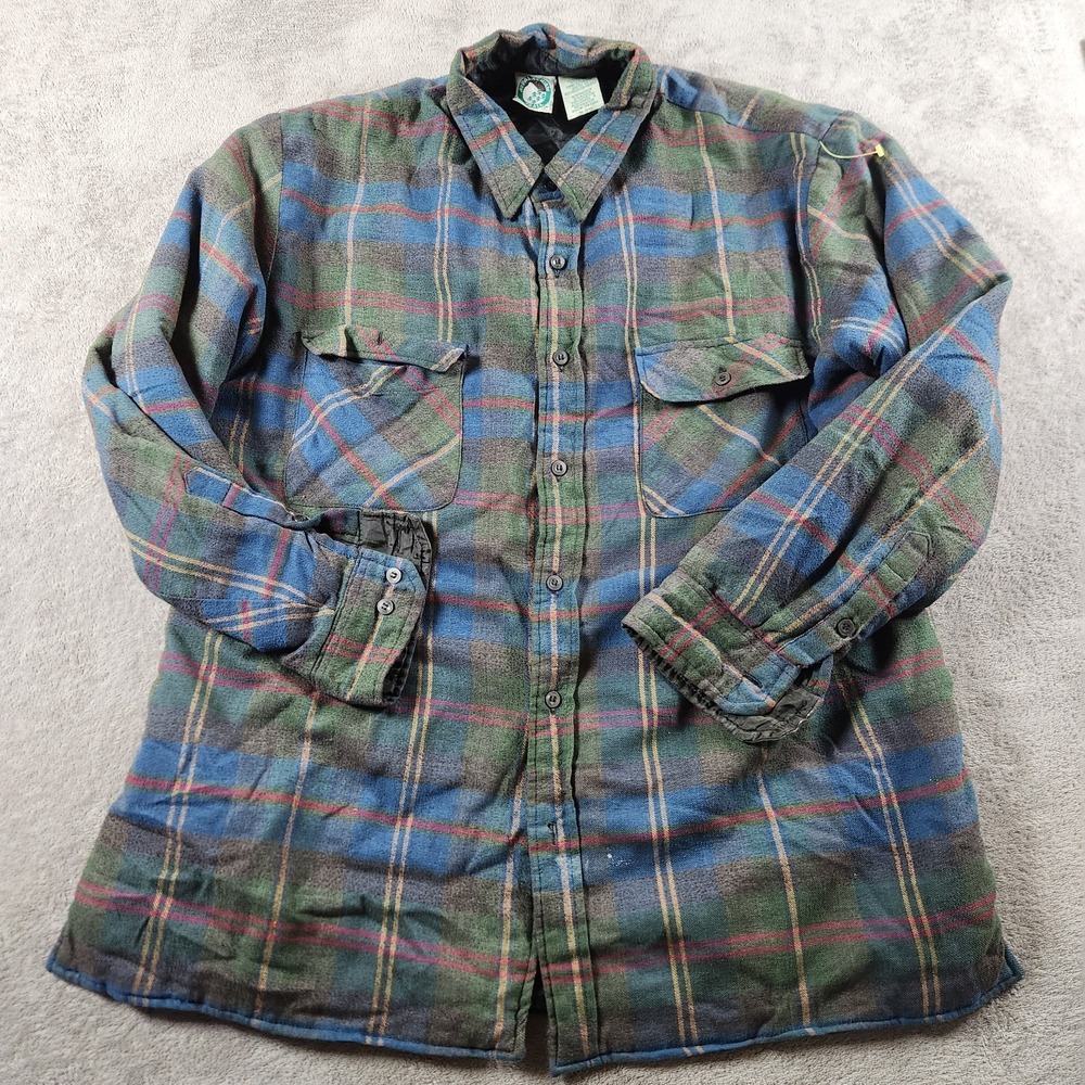 Appalachian Trail Quilted Flannel Shirt Jacket Mens L Large Plaid Lined Work